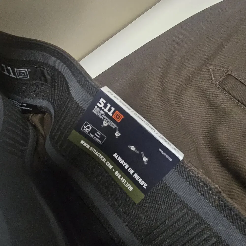 5.11 Tactical B-Class PDU Twill Pant Size 48 Unhemmed Teflon NWT 74326 Brown